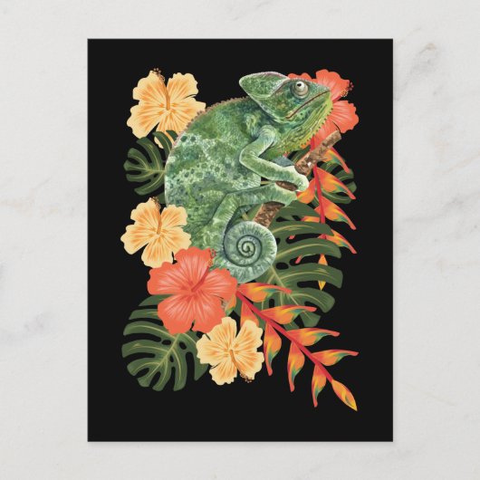 Hawaii Chameleon Blume Reptile Postkarte (Vorderseite)
