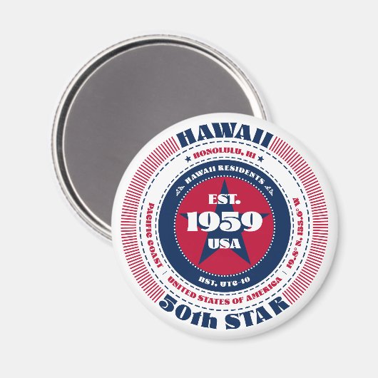 Hawaii Circle Typografie Souvenir Magnet (Vorderseite/Rückseite)