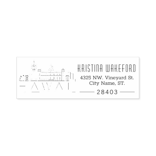 Hawaii City Skyline | Benutzerdefinierte Adresse Permastempel (Design)