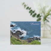 Hawaii Cliff Ocean Waves Landschaftliche Sicht Postkarte (Stehend Vorderseite)