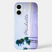 Hawaii Coastal Palm Trees Lila Name Case-Mate iPhone Hülle (Rückseite)