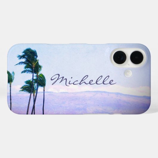 Hawaii Coastal Palm Trees Lila Name Case-Mate iPhone Hülle (Rückseite (Horizontal))