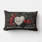 Hawaii Coral Heart Red Liebe Paare Namen und Datum Lendenkissen (Vorderseite)