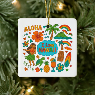 Hawaii Custom USA Family Trip Halten Sie Weihnacht Keramikornament