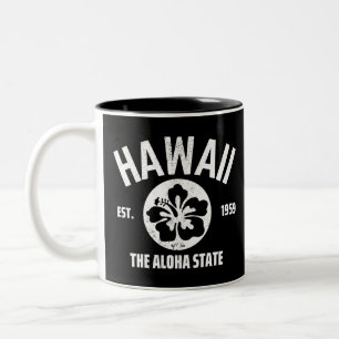 Hawaii Der Aloha-Staat Vintage-State-Grafik Zweifarbige Tasse