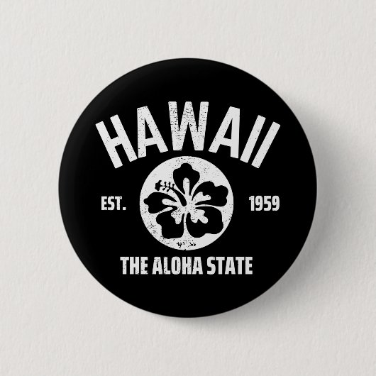 Hawaii Der Aloha Staat Vintager Staat Grafik Button (Vorderseite)