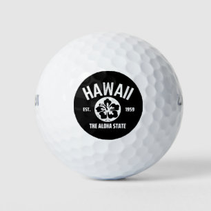Hawaii Der Aloha Staat Vintager Staat Grafik Golfball