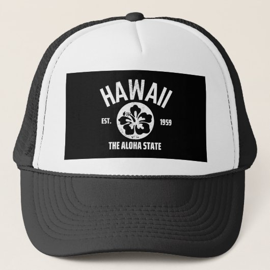 Hawaii Der Aloha Staat Vintager Staat Grafik Truckerkappe (Vorderseite)