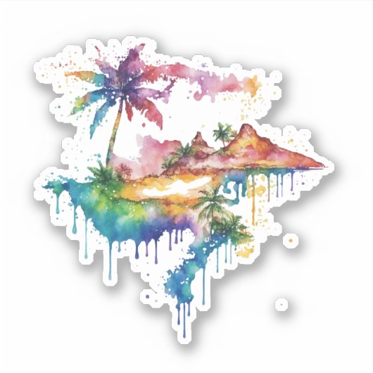 Hawaii Design mit bunten Spritzern Aufkleber (Vorderseite)