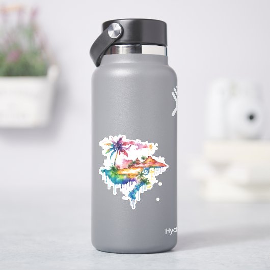Hawaii Design mit bunten Spritzern Aufkleber (HydroFlask)
