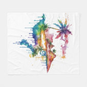 Hawaii Design mit bunten Spritzern Fleecedecke (Vorderseite (Horizontal))