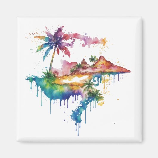 Hawaii Design mit bunten Spritzern Magnet (Vorne)