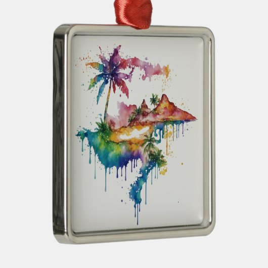 Hawaii Design mit bunten Spritzern Ornament Aus Metall (Rechts)