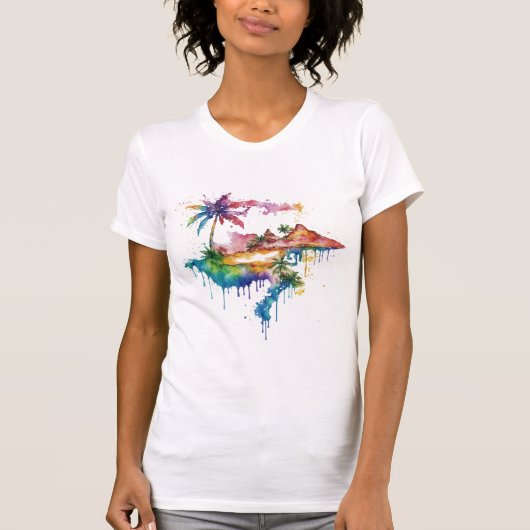 Hawaii Design mit bunten Spritzern T-Shirt (Vorderseite)