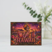 Hawaii Día de los Muertos Retro Postkarte (Stehend Vorderseite)