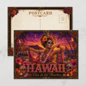 Hawaii Día de los Muertos Retro Postkarte (Vorne/Hinten)