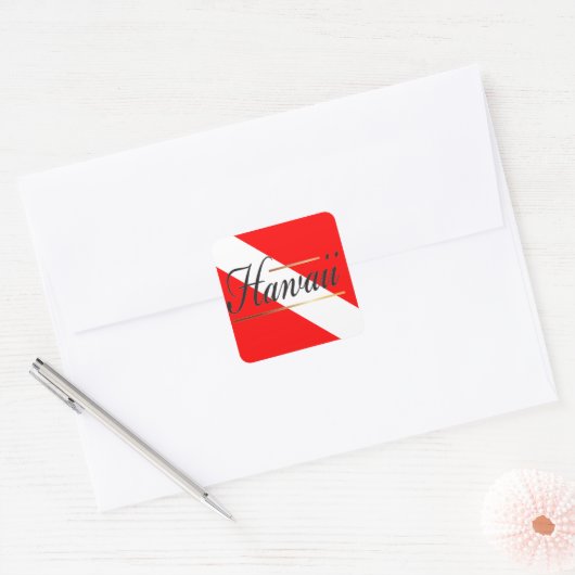 Hawaii Dive Flag Quadratischer Aufkleber (Umschlag)