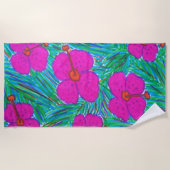 Hawaii Dreams Hibiskus Print Strandtuch (Vorderseite)