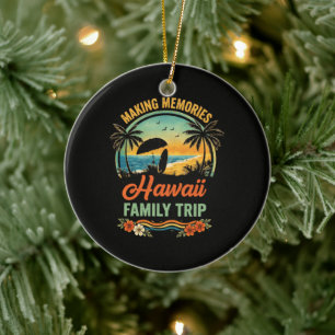 Hawaii-Familienausflug Strand Sonnenuntergang Para Keramik Ornament