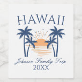 Hawaii Familienurlaub Weinetikett (Einzelnes Label)