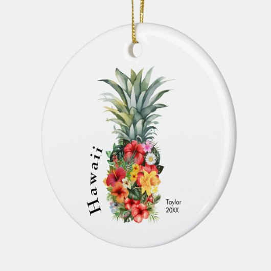 Hawaii Family Vacation Foto Ananas Weihnachten Keramik Ornament (Links)