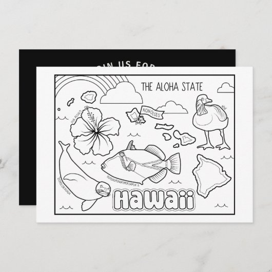 Hawaii-Farbkollage Einladung (Vorne/Hinten)