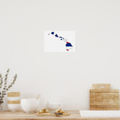 Hawaii Flag Map Poster (Küche)