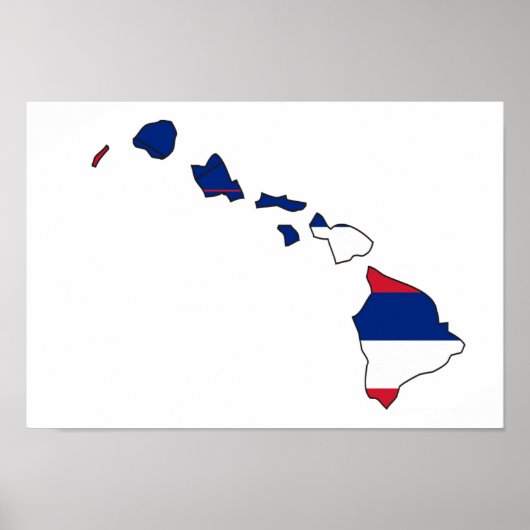 Hawaii Flag Map Poster (Vorne)