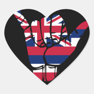 Hawaii Flag Shaka Sign Herz-Aufkleber