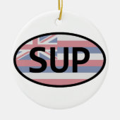 Hawaii Flag Standup Paddling Keramikornament (Vorne)