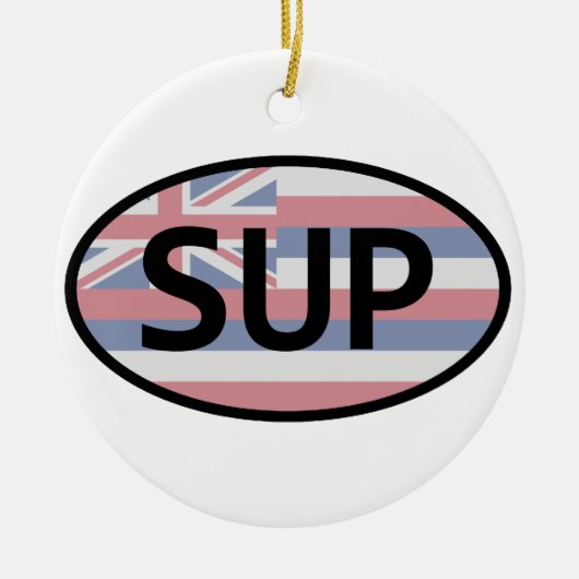Hawaii Flag Standup Paddling Keramikornament (Vorne)