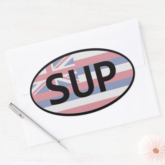 Hawaii Flag Standup Paddling Ovaler Aufkleber (Umschlag)