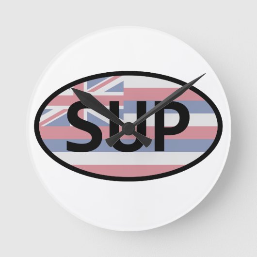 Hawaii Flag Standup Paddling Runde Wanduhr (Vorderseite)