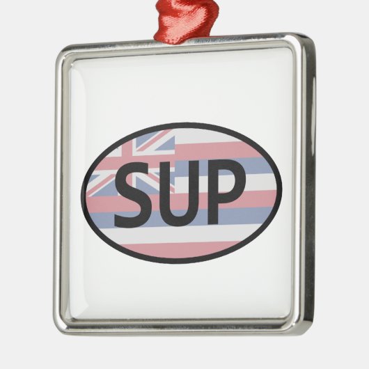 Hawaii Flag Standup Paddling Silbernes Ornament (Links)