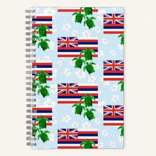 Hawaii-Flagge und grüne Meeresschildkröten Notizblock