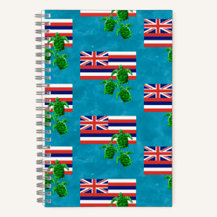 Hawaii-Flagge und Meeresschildkröten Notizblock