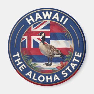 🌺 Hawaii-Flagge und Nēnē-Hawaiian-Gans-Erbe Magnet