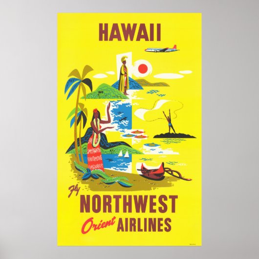 Hawaii - Fly Northwest Orient Airlines Poster (Vorne)