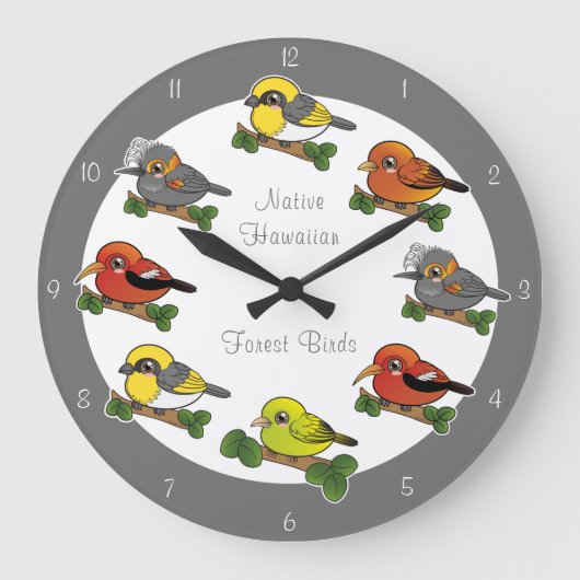 Hawaii Forest Birds Große Wanduhr (Vorderseite)