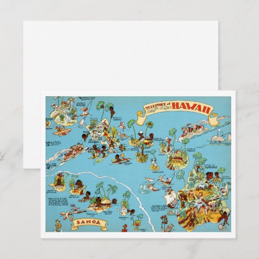 Hawaii Funny Vintag Map Postkarte (Vorne/Hinten)