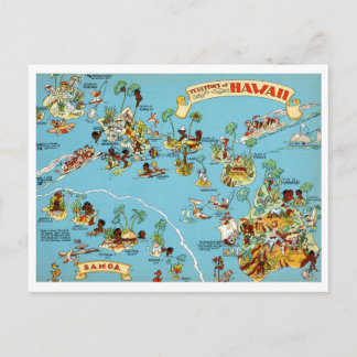 Hawaii Funny Vintag Map Postkarte