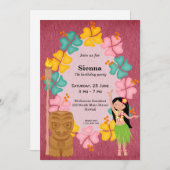 Hawaii-Geburtstagsmädchen Einladung (Vorne/Hinten)