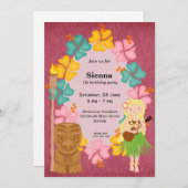 Hawaii-Geburtstagsmädchen Einladung (Vorne/Hinten)