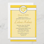 Hawaii-Gelb-Thema Hibiskus Abschluss Einladung (Vorne/Hinten)