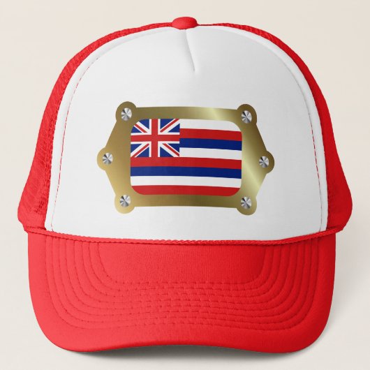 Hawaii gerahmt Flag Hat Truckerkappe (Vorderseite)