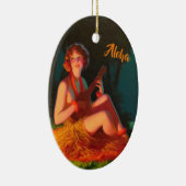 Hawaii Girl mit Ukulele Keramik Ornament (Rechts)