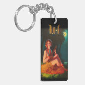 Hawaii Girl mit Ukulele Schlüsselanhänger (Vorderseite links)