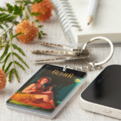 Hawaii Girl mit Ukulele Schlüsselanhänger (Vorderseite rechts)