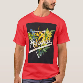 Hawaii Grafik-Slogan mit tropischer Blume T-Shirt