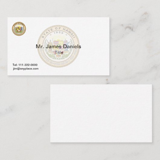 Hawaii Great Siegel Visitenkarte (Vorne/Hinten)